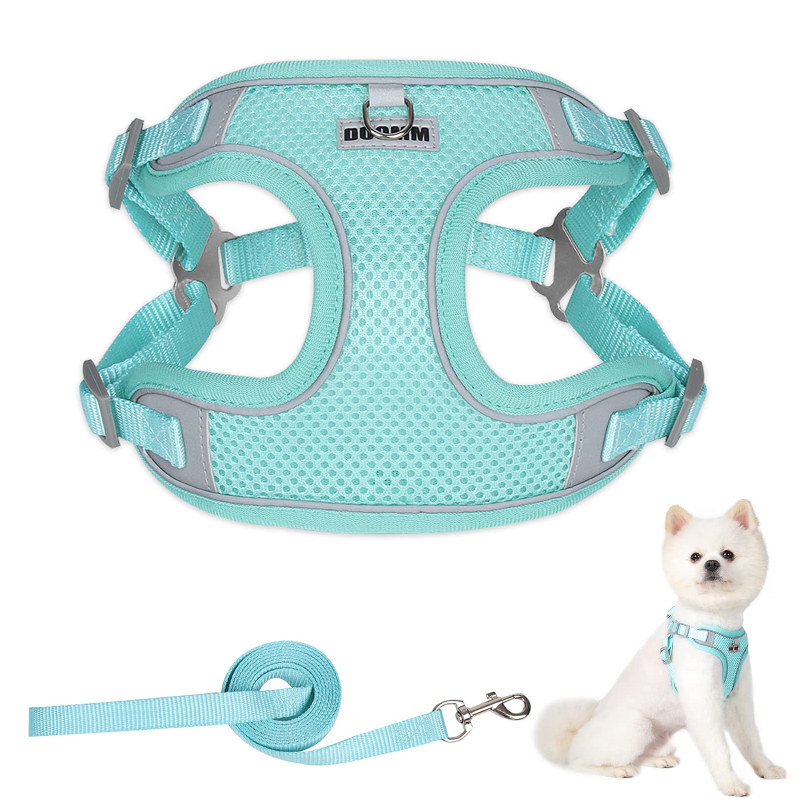 Dog Harness and Lead Set, Adjustable No Pull Dog Vest Harness, Reflective Anti Pull Pet Vest Harness for Puppy Small Dogs