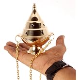 Brass Hanging Incense Censer with Chain for Charcoal, 4.5 Inch High