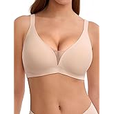 LUCKMEEY Bras for Women No Underwire Deep V Wireless Bra Push Up Seamless Bras Full Coverage Bralettes Everyday Bra
