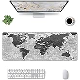 AZJINCOS Gaming Mouse Pad, World Map Large Mouse Pad,Large Non-Slip Rubber Base Mousepad, Keyboard Mouse Mat, Desk Pad with Stitched Edges, 31.5x11.8inch, World Map