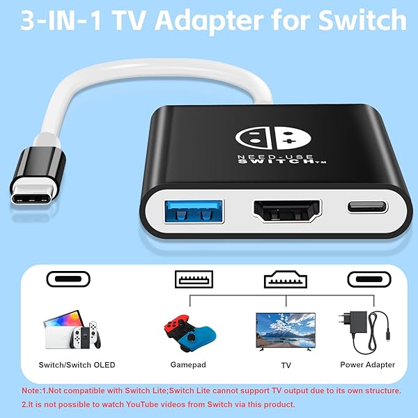 MAXRENARD SWITCH HDMI CABLE PORTABLE DOCK FOR NINTENDO SWITCH NS/OLED 4K USB C TO HDMI TV ADAPTER CONNECTOR FOR SWITCH GAME PLAYING MONITOR SCREEN MIRRORING,REPLACE ORIGINAL BULKY DOCK (2M)