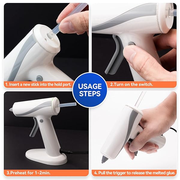 KRIGHTLINK HOT GLUE GUN KIT WITH 30 GLUE STICKS, FAST PREHEATING HOT MELT, 20W PRECISION NOZZLE HIGH TEMP FOR SCHOOL CRAFTS DIY ARTS AND HOME REPAIRS (WHITE GLUE GUN)