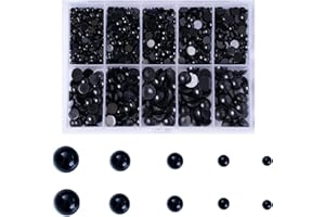 Zhbrchz 850pcs Round Black Plastic Doll Eyes 4mm 5mm 6mm 8mm 10mm Flatback Cabochon Button Eyeball Beads for Stuffed Animals Amigurumis Crochet Bears Crafts Making