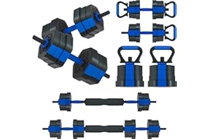 VIVITORY Dumbbell Sets Adjustable Weights, Free Weights with Connector, Non-Rolling Adjustable Dumbbell Set, Barbell for Home Gym, Hexagon, Cement Mixture