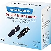 HOMEDSUN 10 Cholesterol Strips for HSLPM102 Meter, Analyzer Not Included | Capillary blood 4-in-1 lipid panel refills with individual lancets and droppers for home wellness tracking