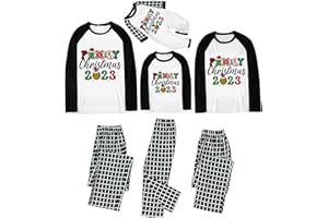 Hvyesh Christmas Pajamas for Family Matching Sets Xmas Pjs Long Sleeve Shirts and Plaid Pants Christmas Tree Lounge Sleepwear