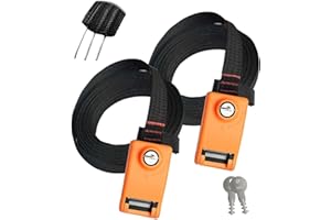 Lovinouse 2025 Upgraded 2 Pack Lockable Tie Down Strap, with 3 Stainless Steel Cables, for Lashing Locking Kayak, Bike, Surfboard, 10 Feet Each