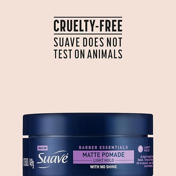 SUAVE HAIR POMADE FOR MEN BARBER ESSENTIALS STYLING, LIGHT HOLD AND NO SHINE, FOR ENHANCING HAIR SHAPE AND REDUCING FRIZZ, 1.75 OZ