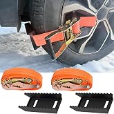Heavy Duty Tire Traction Straps, 7" Steel Gripper for Snow Mud Sand, 2 Pack | Alloy steel gripper teeth, no digging required, fast install, fits large SUV truck jeep tires, off-road emergency recovery