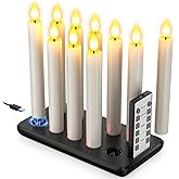 Yme Flameless Rechargeable Taper Candles with Remote & Charging Base, 10pcs 6.7" Battery Operated LED Electric Tapered Candles Flickering with Timer for Windowsill Wedding Christmas Home Decor