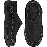 Zigzagger Men's Slip On Moccasin Slippers, Indoor/Outdoor Warm Fuzzy Comfy House Shoes, Fluffy Wide Loafer Slippers