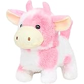 Easfan Walking Pink Cow Interactive Electronic Pet Plush Toy with Sounds and Movements Hopping Moving Educational Plush Toy Easter Birthday Gifts for Kids Girls, 7'',Pink