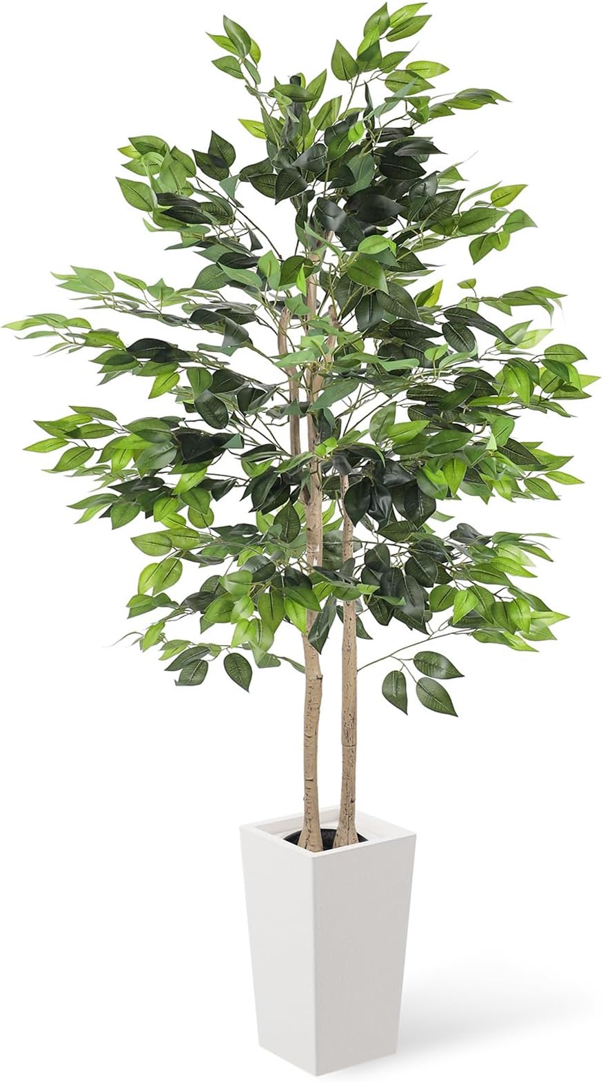 YOLEO 5.5ft Ficus Tree with White Planter Indoor Decorative Plant