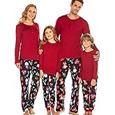 Ekouaer Christmas Pajamas Matching Family Pj Set Long Sleeve Tops and Plaid Pants for Sleepwear Soft Loungewear Pjs