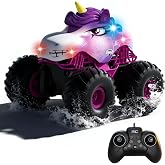 Unicorn RC Car, Pink Remote Control Car for Girls, 1:18 Amphibious Waterproof Monster Truck Unicorn Toys 2.4 GHZ Remote Control 360 &deg; Rotation Stunt Car, Gifts for Girls 6 + Years Old on Birthday