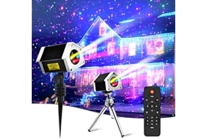 SUNPO Christmas Laser Projector Lights Outdoor, 7 Color Firefly Projection Lights with Remote Controller, Outdoor Waterproof Indoor Patio Garden Landscape Decor Tree Decoration