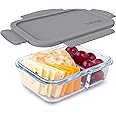 Bentgo® Glass Snack - Leak-Proof Bento-Style Snack Container with Airtight Lid and Divided 2-Compartment Design - 1.75 Cup Capacity for Meal Prepping, and Portion-Controlled Snacking (Gray)