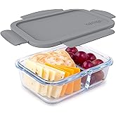 Bentgo® Glass Snack - Leak-Proof Bento-Style Snack Container with Airtight Lid and Divided 2-Compartment Design - 1.75 Cup Capacity for Meal Prepping, and Portion-Controlled Snacking (Gray)