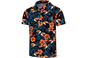Silenroar Kids Hawaiian Shirt Boys Golf Polo Beach Top Tropical, Short Sleeve Aloha Printed Tee