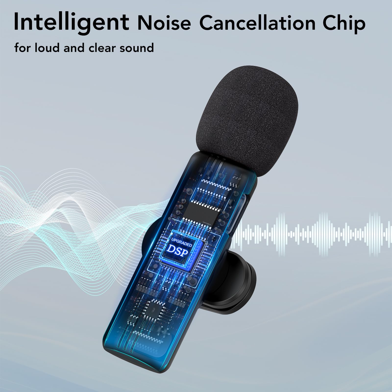 Mini Wireless Lavalier Microphone for iPhone, iPad, Android Phone - Noise Reduction Lapel USB C Bluetooth Mic for Recording, Clip on Omni Lav Mic for Video Recording, Tiktok, YouTube, Vlog