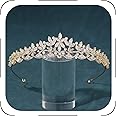 FASNAHOK Gold CZ Wedding Tiaras for Brides Floral Princess Crowns for Women Cubic Zirconia Bridal Headband Sweet 16 Crown Birthday Hair Accessories
