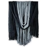 Iristide Two-tone Linen Scarf for Women Lightweight Summer Wrap Cotton Shawl Beach Travel Pashmina Gauze 75"×35"