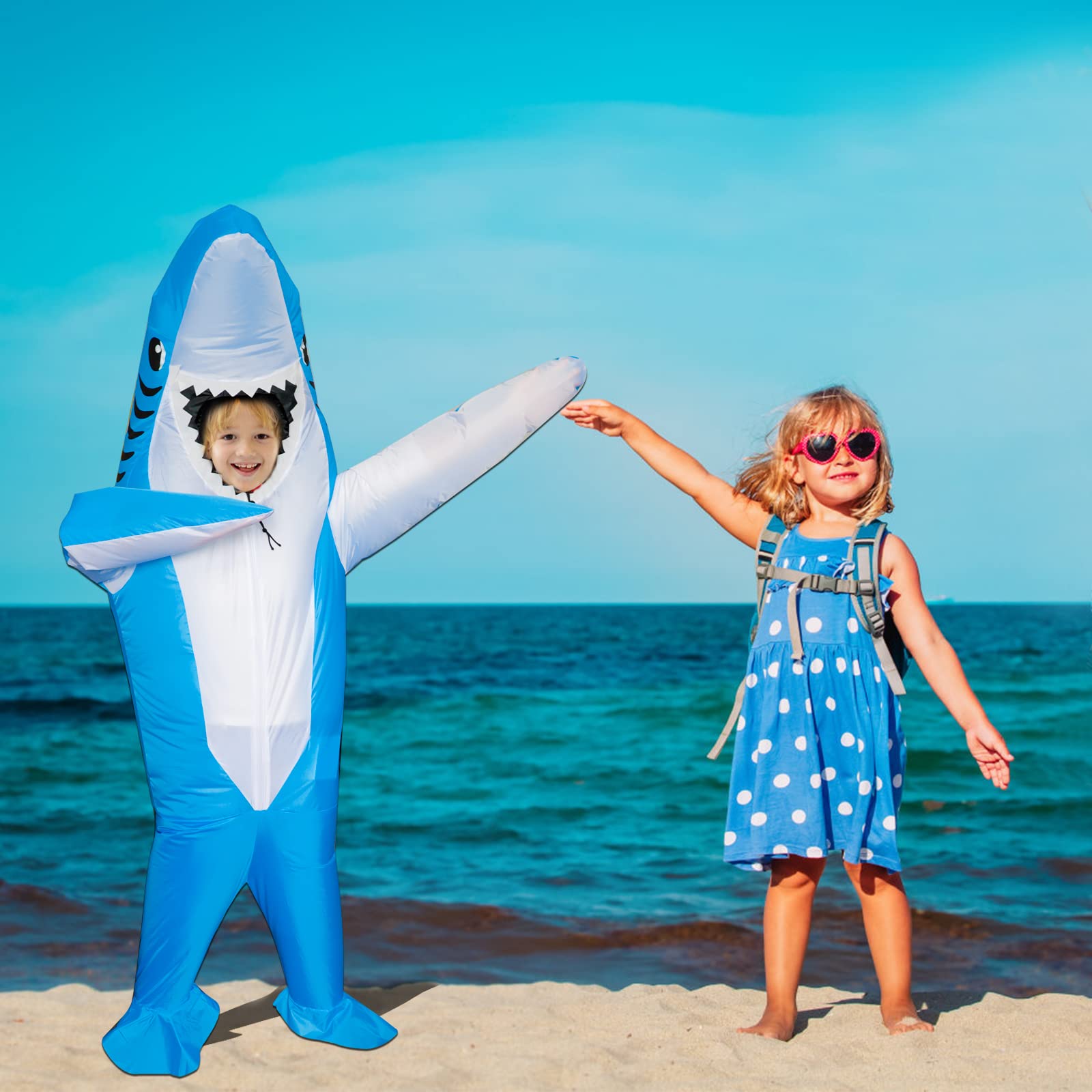 Stegosaurus Inflatable Shark Costume Kids, Halloween Shark Inflatable Costumes Funny Blow up Costume for Boys Girls