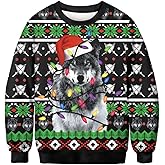 Jumppmile Unisex Ugly Cute Christmas Sweatshirt Crew Neck 3D Print Xmas Pullover Sweatshirt