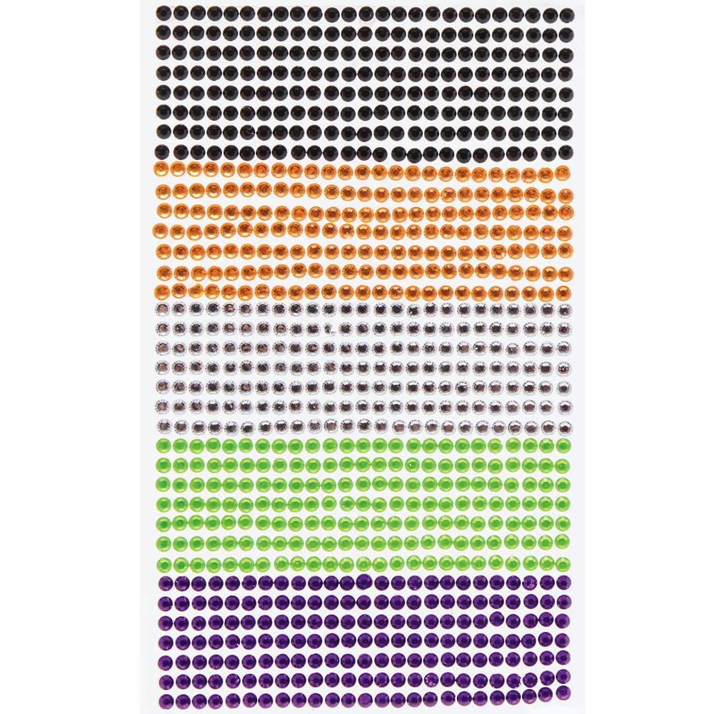 Baker Ross AX172 Halloween Self Adhesive Gems - Pack of 900, Jewels for Halloween Crafts, Scrapbook Stickers and Arts and Crafts for Kids