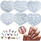6Pcs 3D Silicone Nail Molds, Flowers Nail Charm Butterfly Nail Art Silicone Mold Spring Flower Nail Charms Resin Molds with 121 Patterns Nail Art for Women Accessories Nail Supplies, Earrings