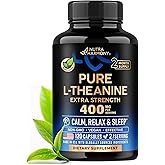 L Theanine 400 mg | L-Theanine Stress Relief | Extra Strength Supplement | Made in USA | Relaxation, Sleep & Calm Support | F