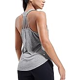 MIER Womens Workout Tank Tops Sleeveless Yoga Athletic Running Dry Fit Shirts Racerback Soft Gym Muscle Tee, Scoop Neck