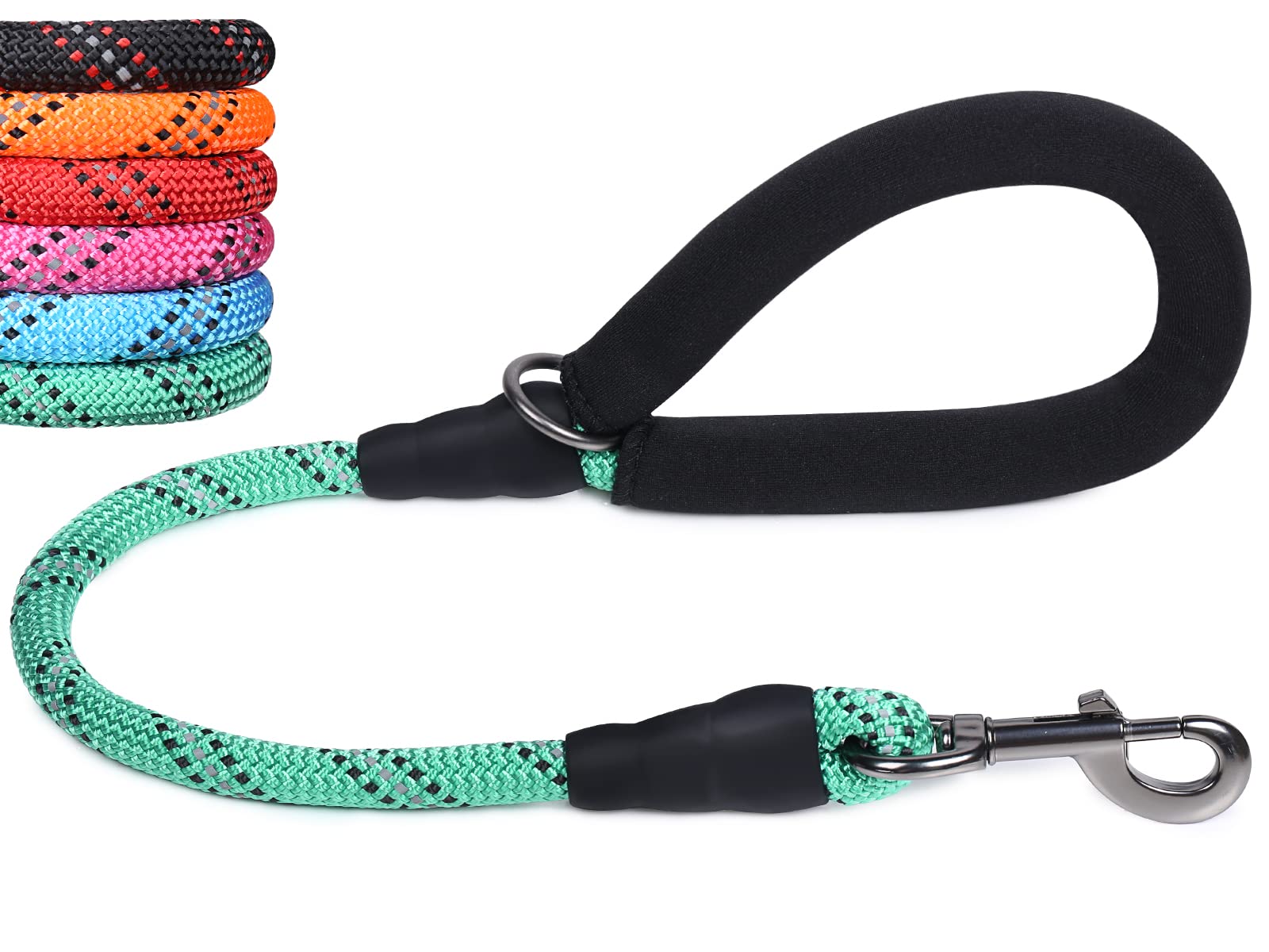 VIVAGLORY Short Dog Lead Closerok Traffic Leash for Dog with Soft Padded Handle for Training & Walking, Padded Neoprene & Heavy Duty, 61cm, Turquoise