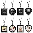 Hicarer 4 Pcs Car Rearview Mirror Hanging Ornament Picture Photo Keychain Frame Metal Locket with 4 Pcs Wax Rope