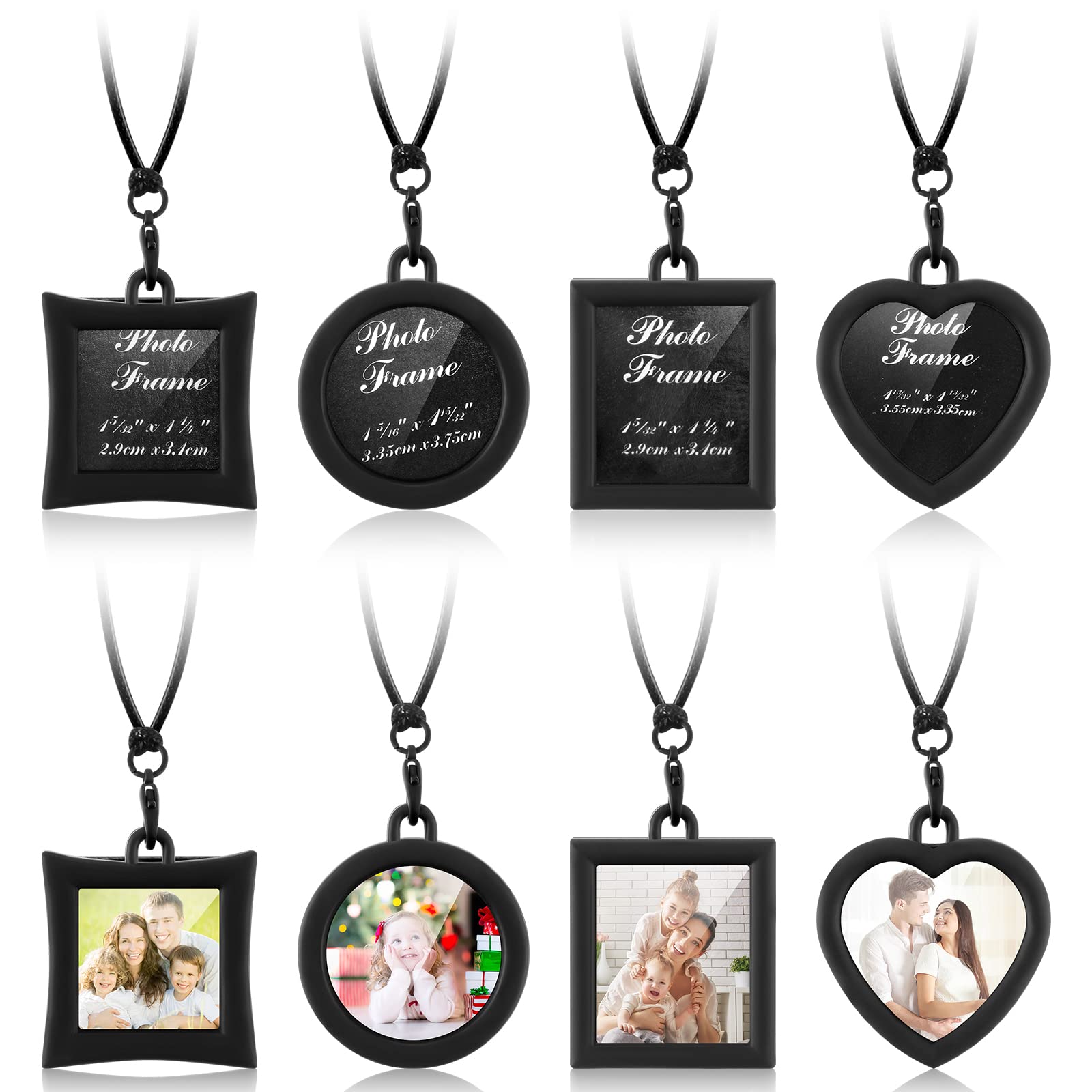 Photo 1 of Hicarer 4 Pcs Car Rearview Mirror Hanging Ornament Picture Photo Keychain Frame Metal Locket with 4 Pcs Wax Rope
