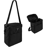 Lyreh 1lb Propane Tank Storage Bag, Oxford Cloth Portable Propane Carry Case to Hold 2 Mini Fuel Cylinders with Detachable Padded Divider Front Pocket Adjustable Shoulder Straps Bag Only