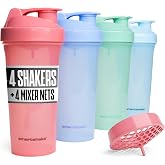 Smartshake Lite 4 Pack Protein Shaker Bottle | Silent Mixing, Leak-Proof Shaker Bottle | Shaker Cups For Protein Shakes (Pastel, 800 ml)