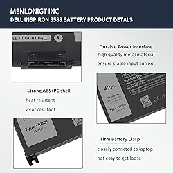 Menlonigt 42Wh YRDD6 1VX1H Battery for Dell