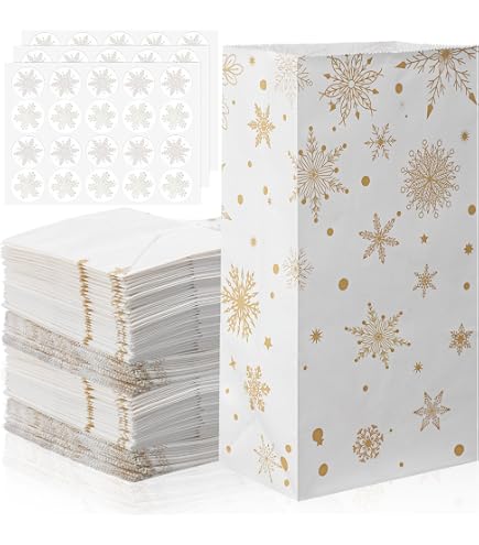 Kolldenn 120 Pieces 6 Styles Christmas Treat Bags Christmas Gift Bags 9 5 X 5 1 3 15 Inch Party Favor Paper Wrapped Goodie Valentines Day Birthday Party Red Classic