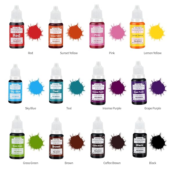 12 COLORS FOOD COLORING, IDEALLIFE FOOD GRADE VIBRANT CAKE FOOD COLORING SET FOR BAKING DECORATING FONDANT AND COOKING – UPGRADED LIQUID CONCENTRATED ICING FOOD COLOR DYE FOR SLIME MAKING DIY CRAFTS