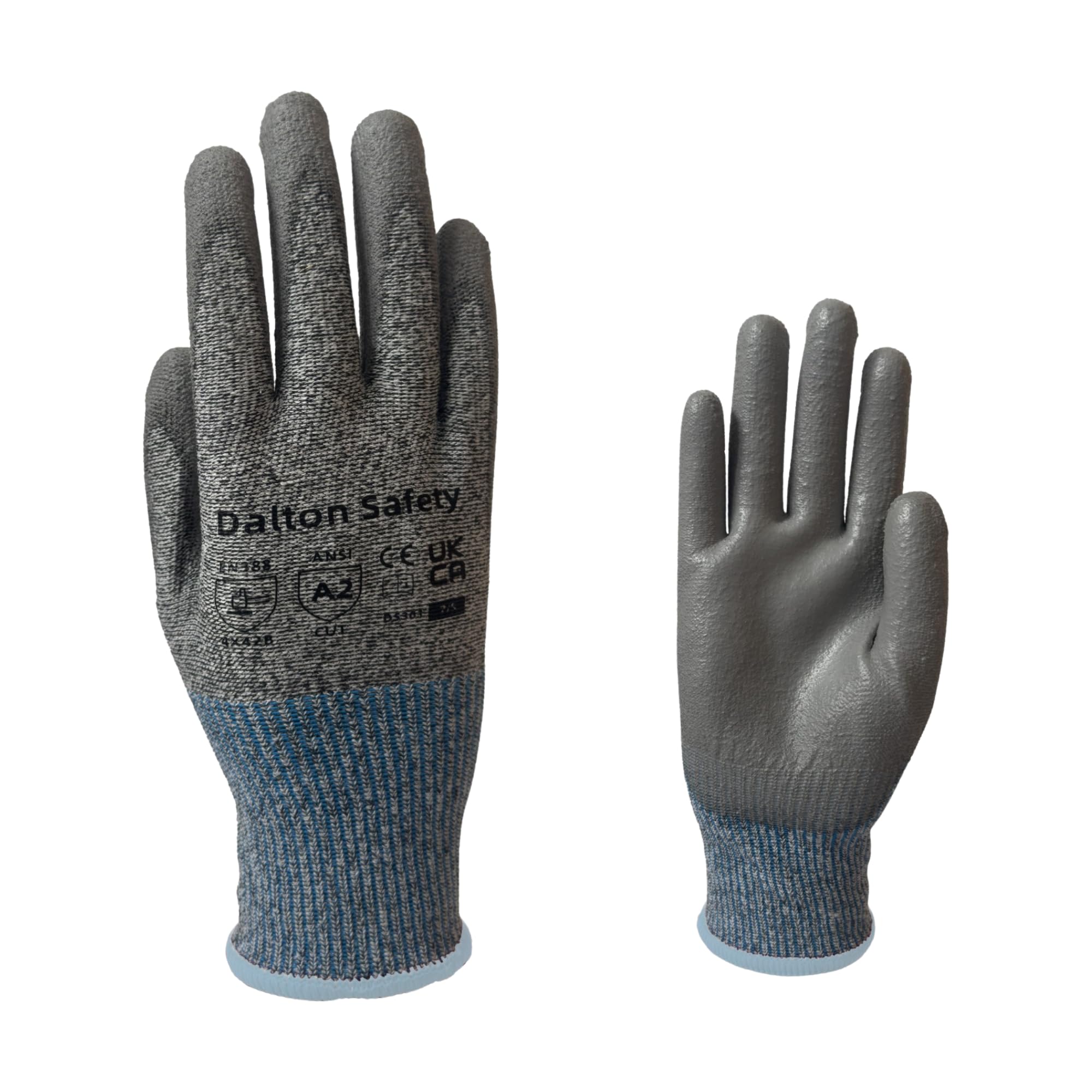 Dalton Safety Pair Of XXL Cut Resistant Level 3 Work Gloves, HPPE Knitted Cuff, PU Coated Palm & Fingertips. Perfect For General Duty, Gardening, Glass Cutting & Sheet Metal Handling