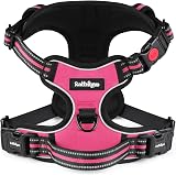 rabbitgoo Dog Harness Medium Front Back Clips Reflective Rose Pink M
