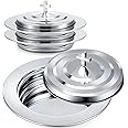 Zhehao 2 Plates Silver Communion Set with Lid, Stainless Steel Bread Tray Plates for Churches, Holy Communion Tray with Cover, Polished Church Supplies Ware Sets
