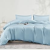 JELLYMONI King Duvet Cover Set, Rayon Derived from Bamboo, Cooling Duvet Cover - 1 Hidden Zipper Duvet Cover with 2 Pillowcases, Sky Blue