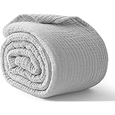 Kozyhvn 100% Cotton Muslin Blanket King 108" x 90", Breathable and Lightweight Cotton Throw Blankets for Bed, Soft Cooling Summer Gauze Blanket for Adults All Season, Light Grey