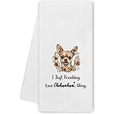 Noaleviax Chihuahua Hand Towels Gifts - Chihuahua Lovers Gifts, Dog Kitchen Decor, I Just Freaking Love Chihuahua Okay Hand Towels Dishcloth for Bathroom Kitchen Decorative, 16x24 Inch