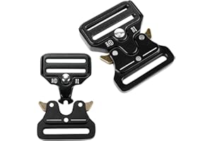 Anprecial 2 Pack Metal Side Release Buckle 1.5 Inch Adjustable Tactical Belt Buckle D-Ring Heavy-Duty Belt Buckle Quick Relea
