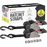 DC Cargo Mall Bolt-on Auto Retractable Ratchet Straps - (2 Pack) 1 Inch x 6 Ft - 600 lbs Break Strength - Retractable Ratchet Tie Down Straps for Boats, Jet Skis, Motorcycles, ATVs