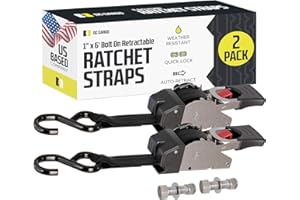 DC Cargo Mall Bolt-on Auto Retractable Ratchet Straps - (2 Pack) 1 Inch x 6 Ft - 600 lbs Break Strength - Retractable Ratchet Tie Down Straps for Boats, Jet Skis, Motorcycles, ATVs