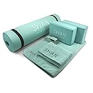 Sivan Health and Fitness Yoga Set 6-Piece- Includes 1/2" Ultra Thick NBR Exercise Mat, 2 Yoga Blocks, 1 Yoga Mat Towel, 1 Yoga Hand Towel and a Yoga Strap (Teal)